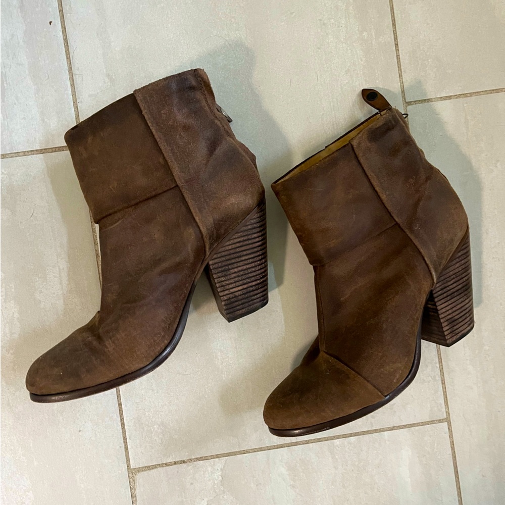 Rag & Bone Newbury Brown Suede Booties Size 38.5